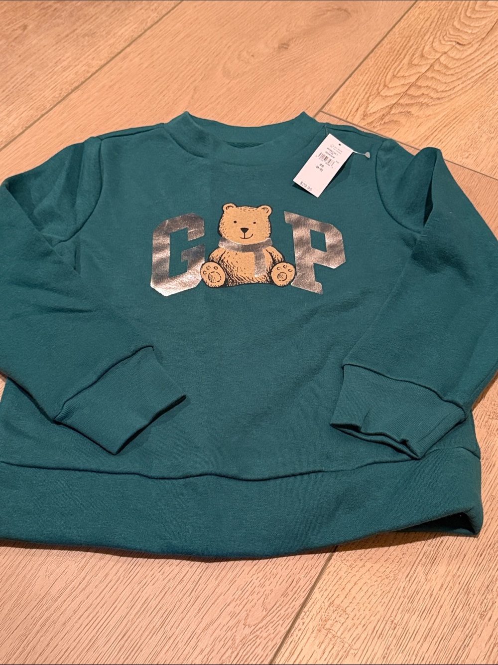 GAP Teal Sweatshirt with Bear Graphic